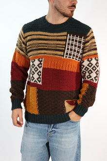 Maglione MA302130 lana punti jaquard BL11