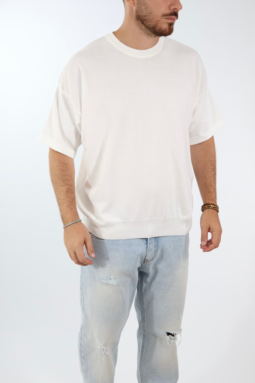 T shirt in maglia cropped over 432 BERNA