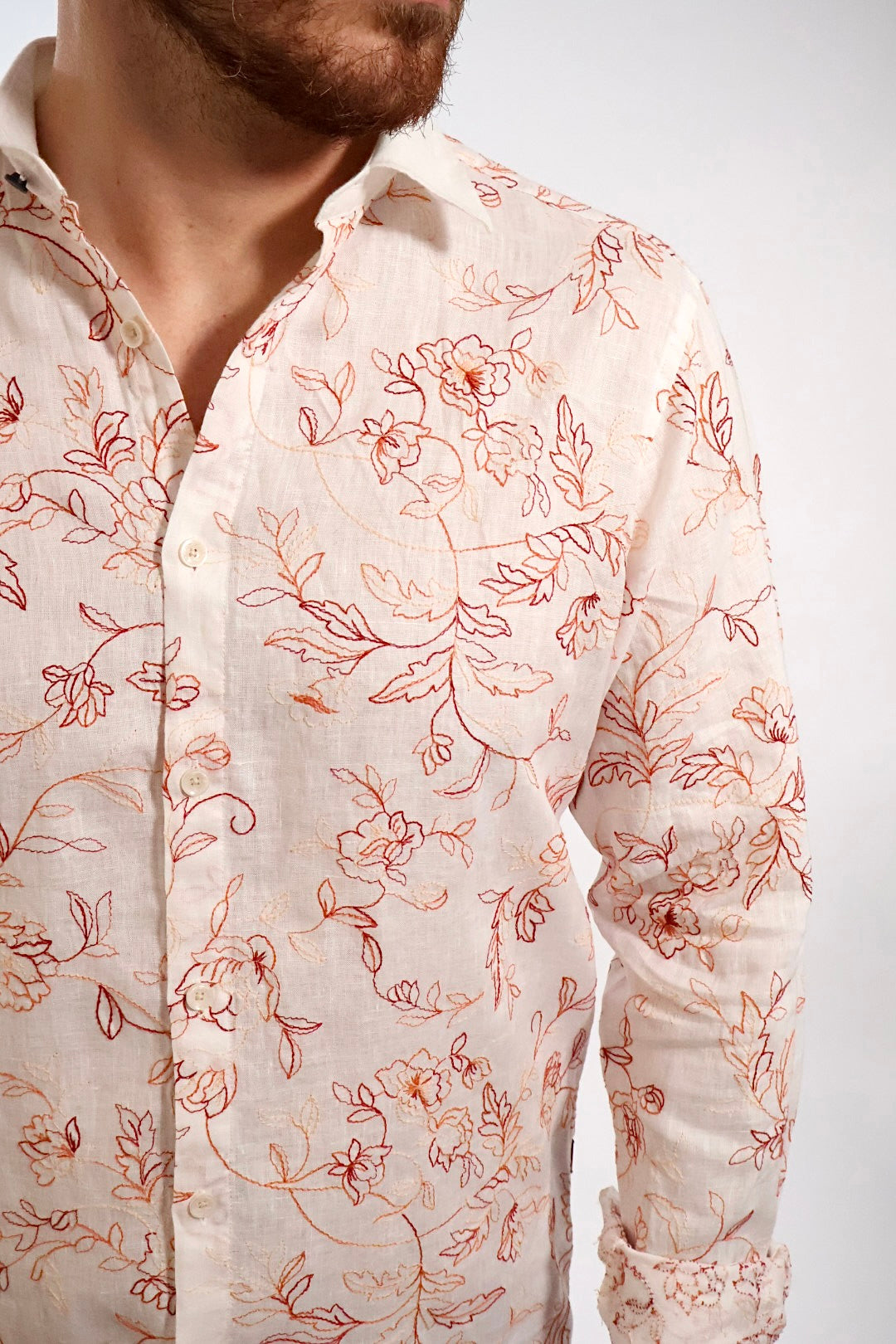 Camicia Lino ricami 841S  GIANNI LUPO