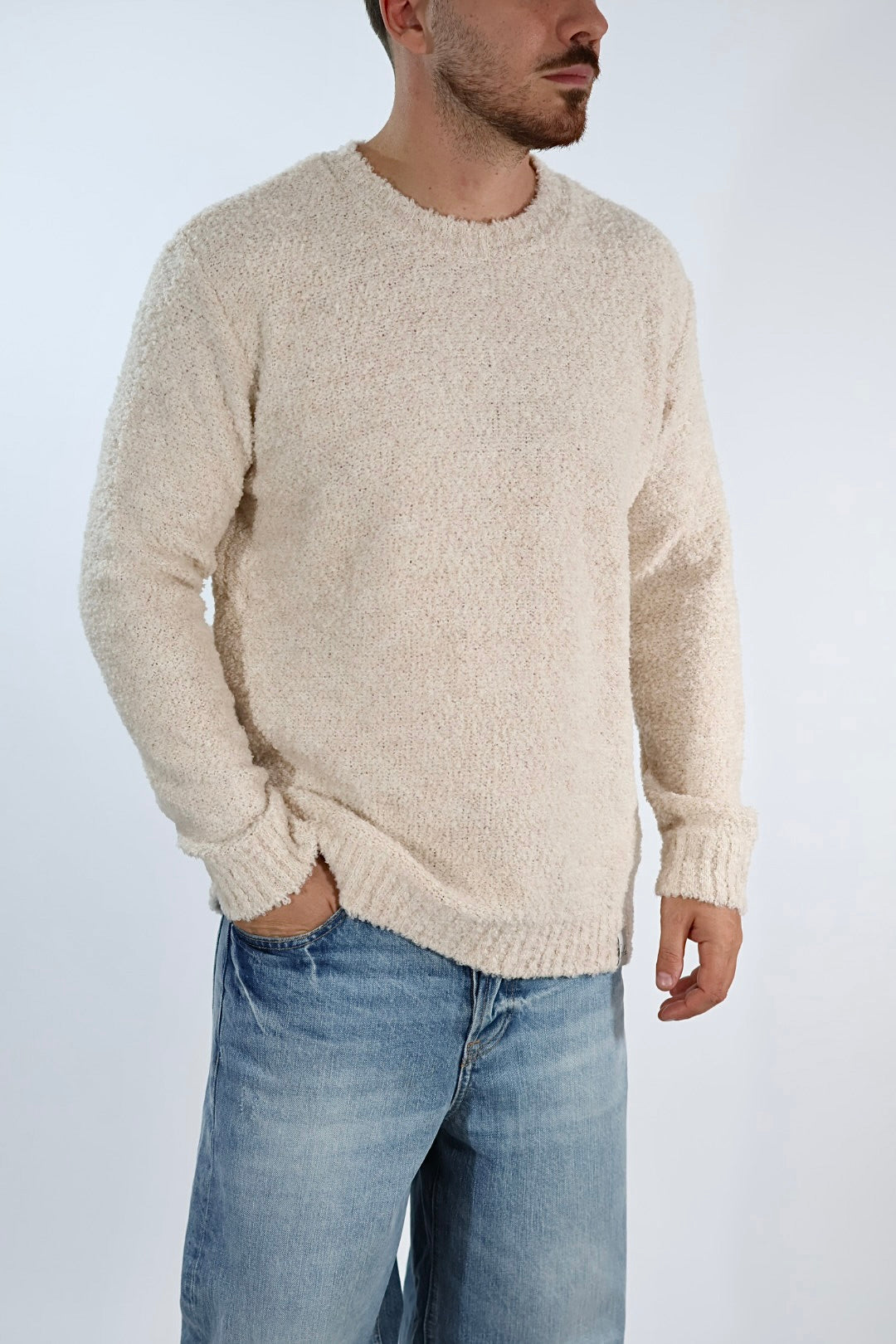 Maglione MACOMER17 ecru giro bouclé BL11