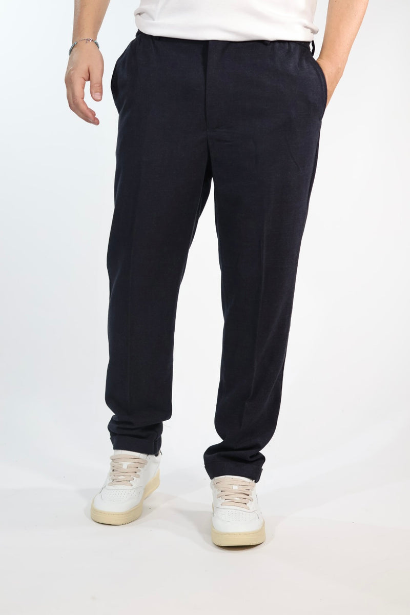 Pantalone P02 lana slim fit blu  OVERD