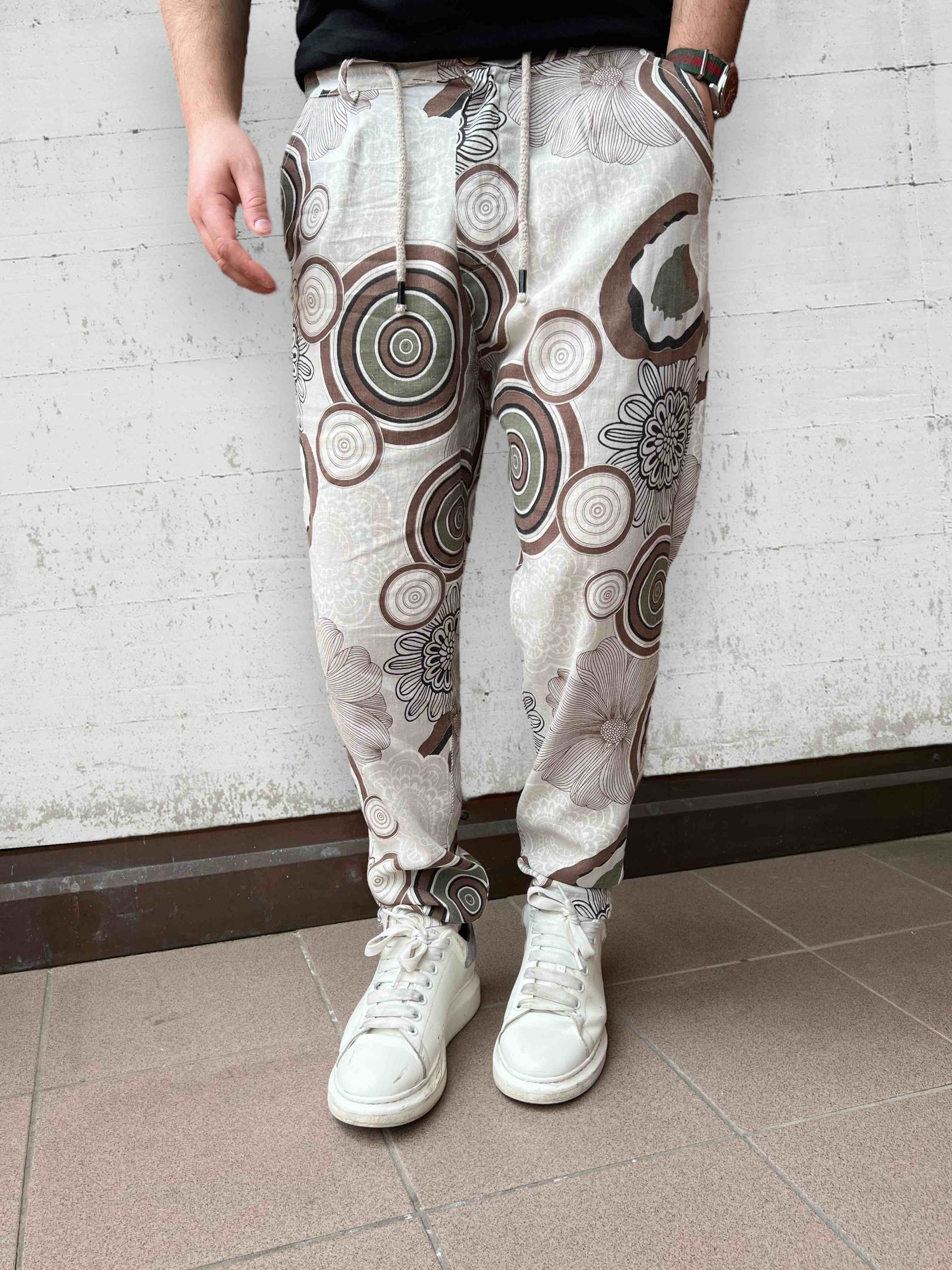 Pantalone lino/viscosa fantasia  BL11