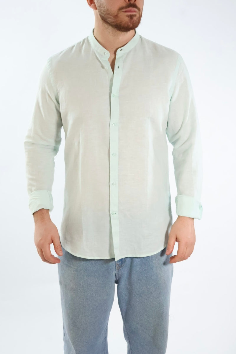 Camicia lino/cotone collo coreana C25 OVER-D