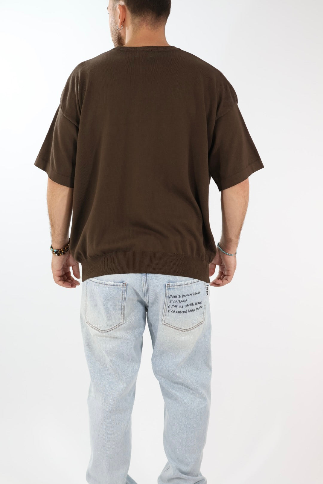T shirt in maglia cropped over 432 BERNA