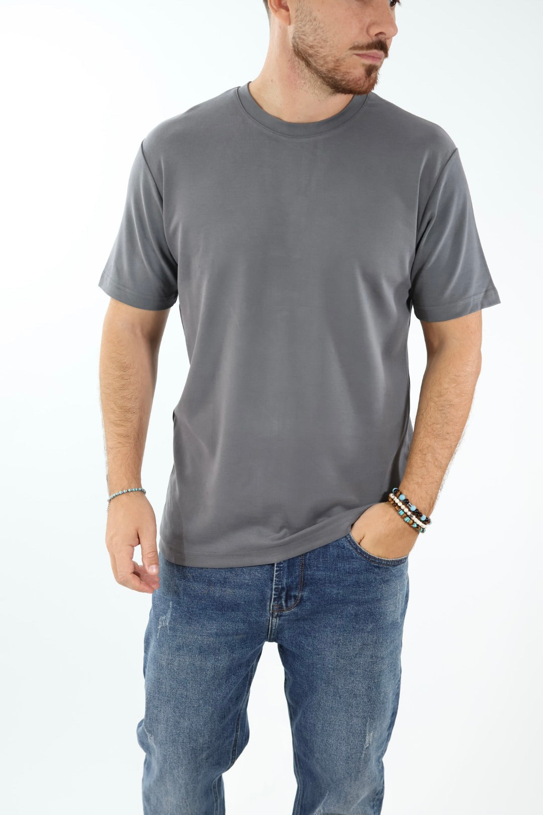T-shirt basica viscosa grigio 505L GIANNI LUPO