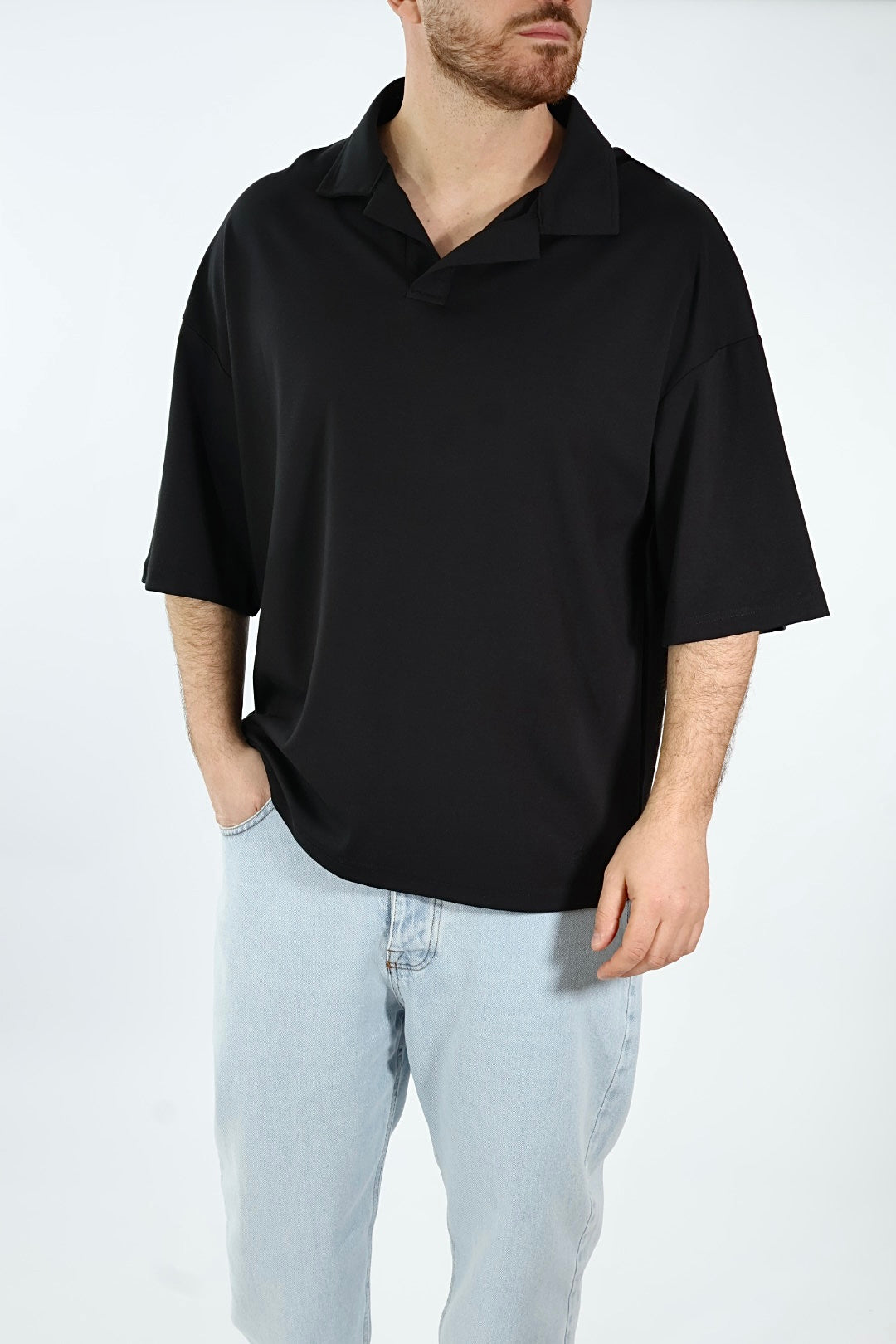 Polo viscosa no bottoni 001 BL11