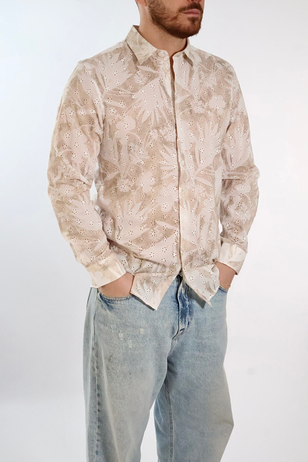 Camicia cotone sangallo sporcata 530 BL11