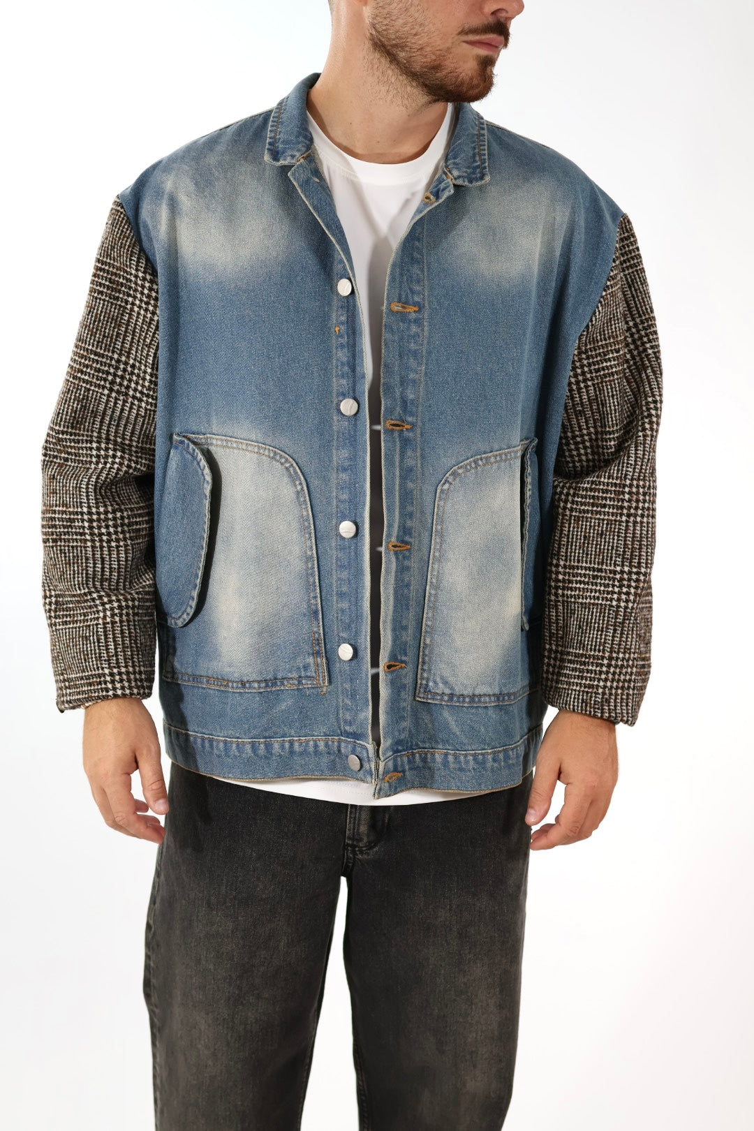 Giubbotto denim combinato J84 OVERD