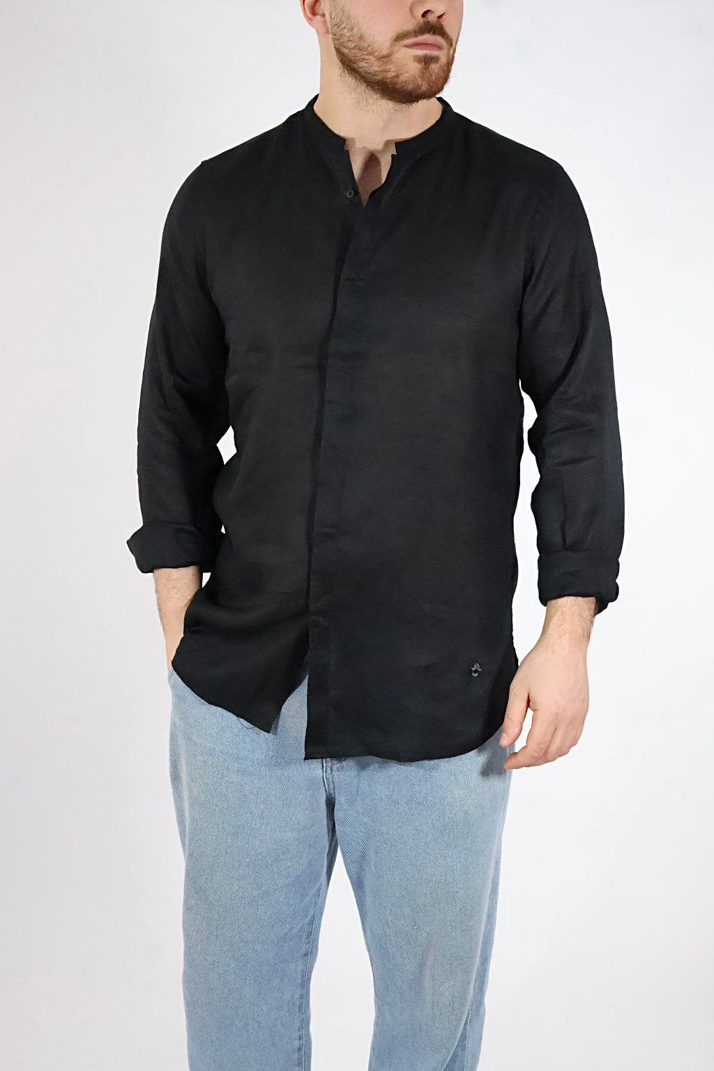 Camicia lino collo coreana 250 BERNA