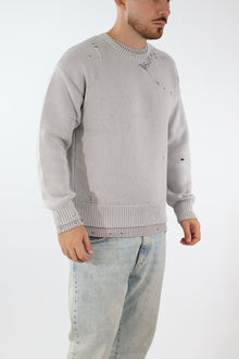 Maglione cotone rotture logo ricamato 767 BERNA