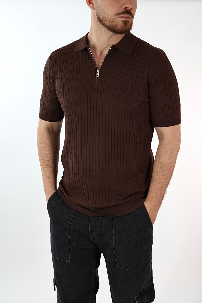 Polo in maglia viscosa con zip J.W