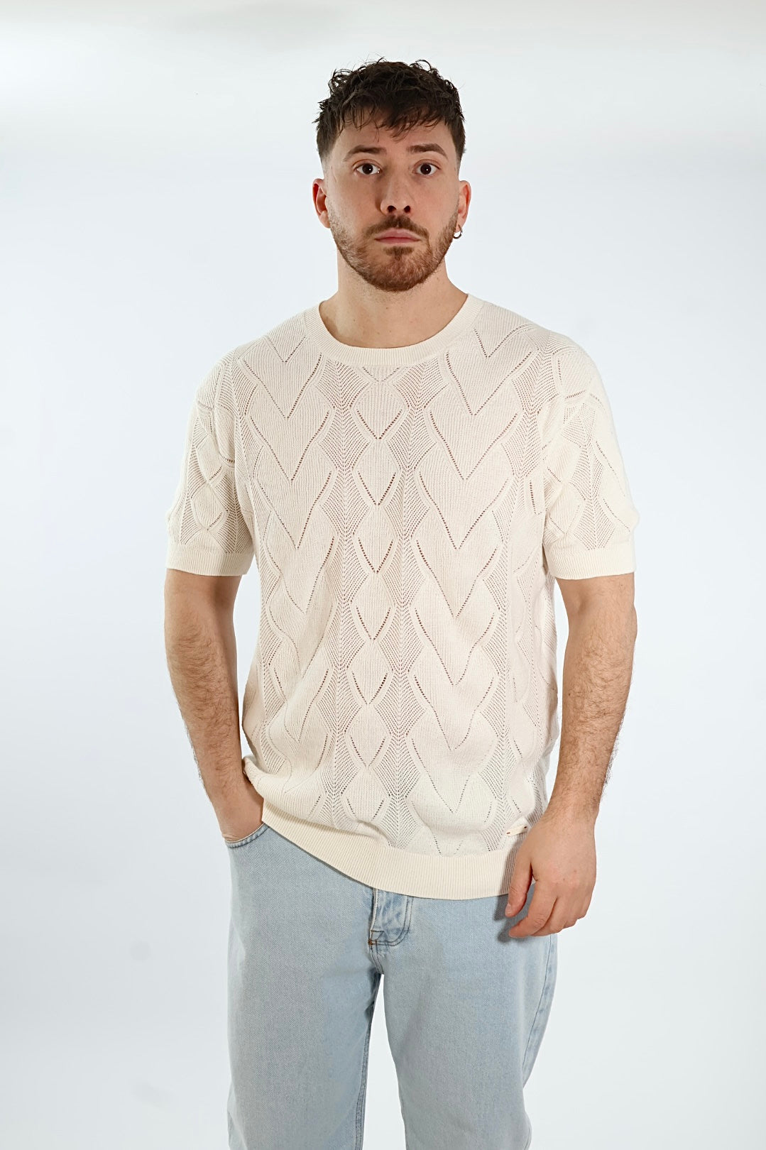 T-shirt in maglia traforata 325 GIANNI LUPO