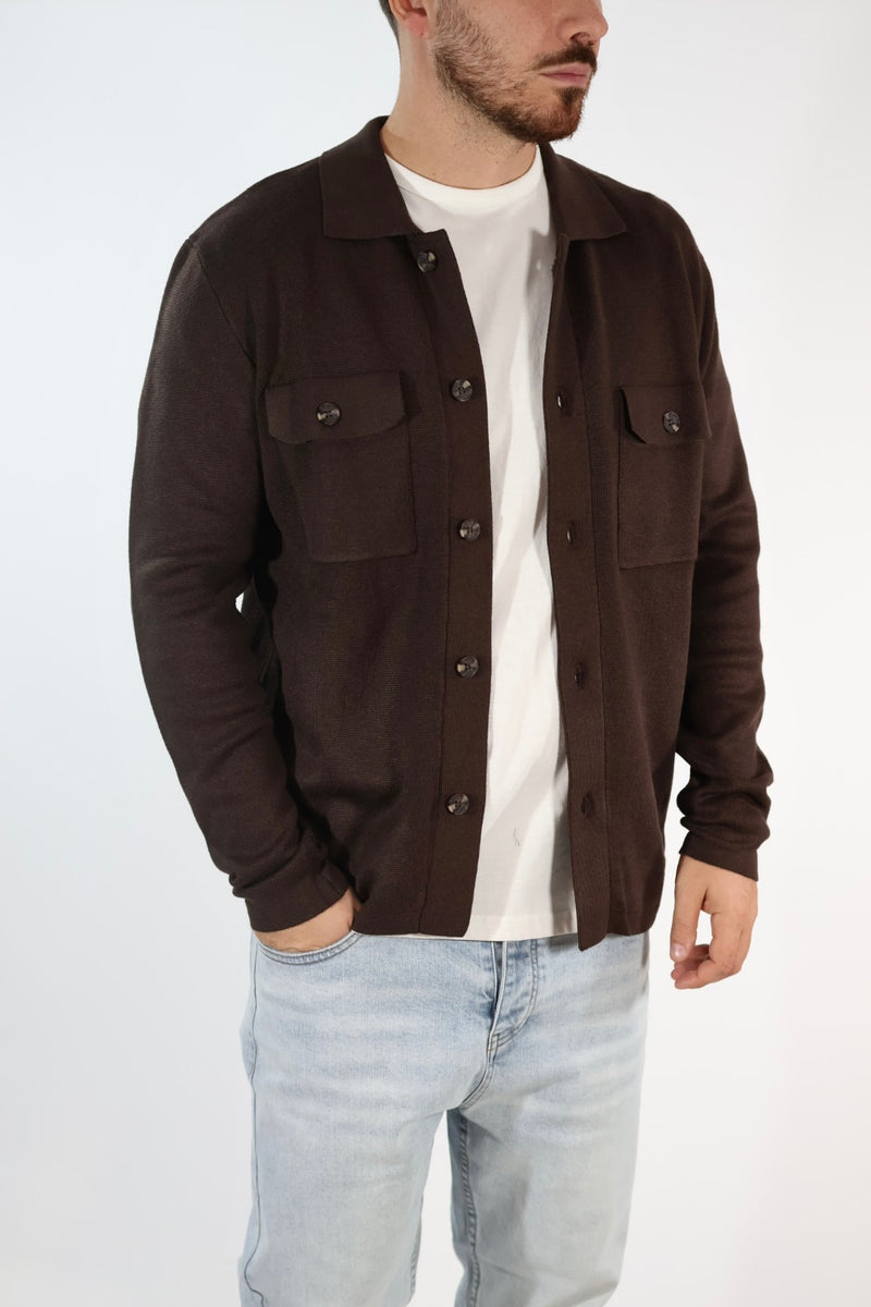 Cardigan 044 polo punto milano moro BERNA