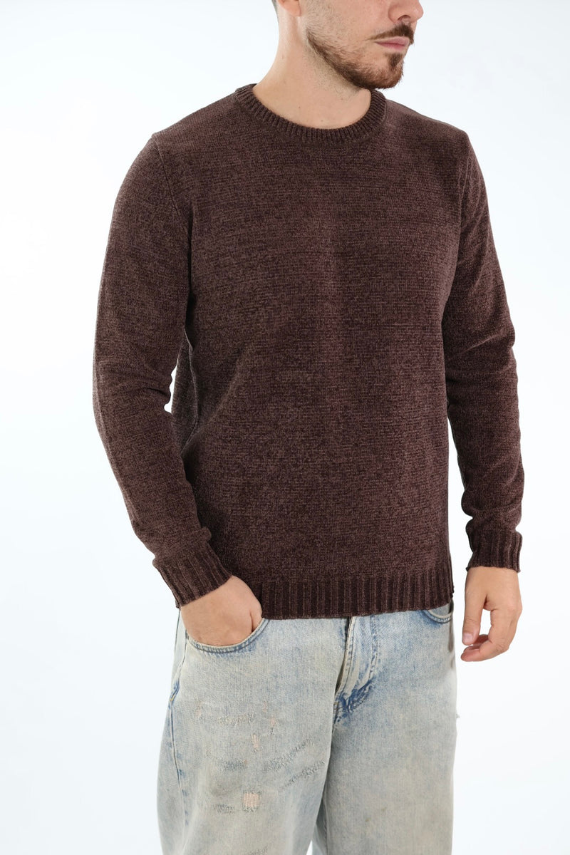 Maglione 363 girocollo ciniglia moro LANDEK