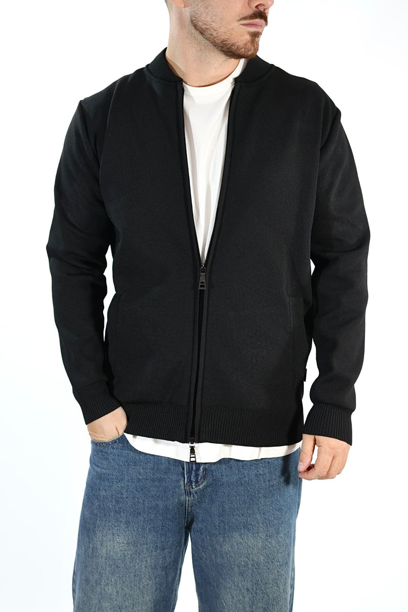 Maglioncino M14 nero lupetto full zip OVERD