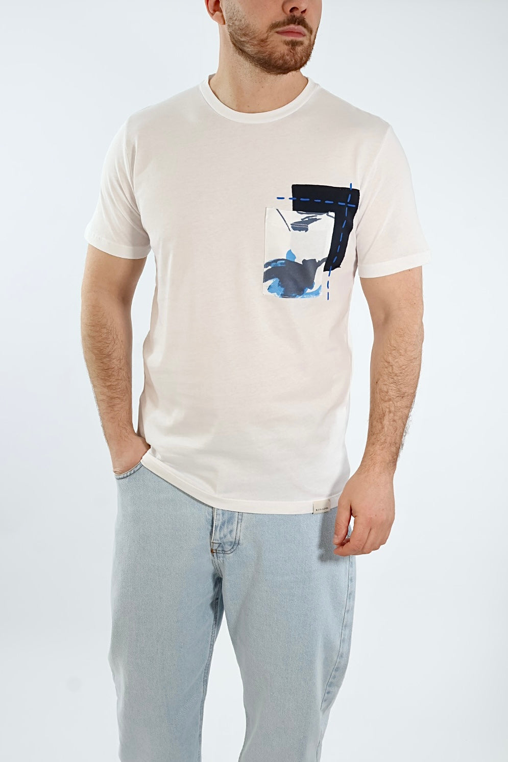 T shirt doppio taschino fiori 30  BL11