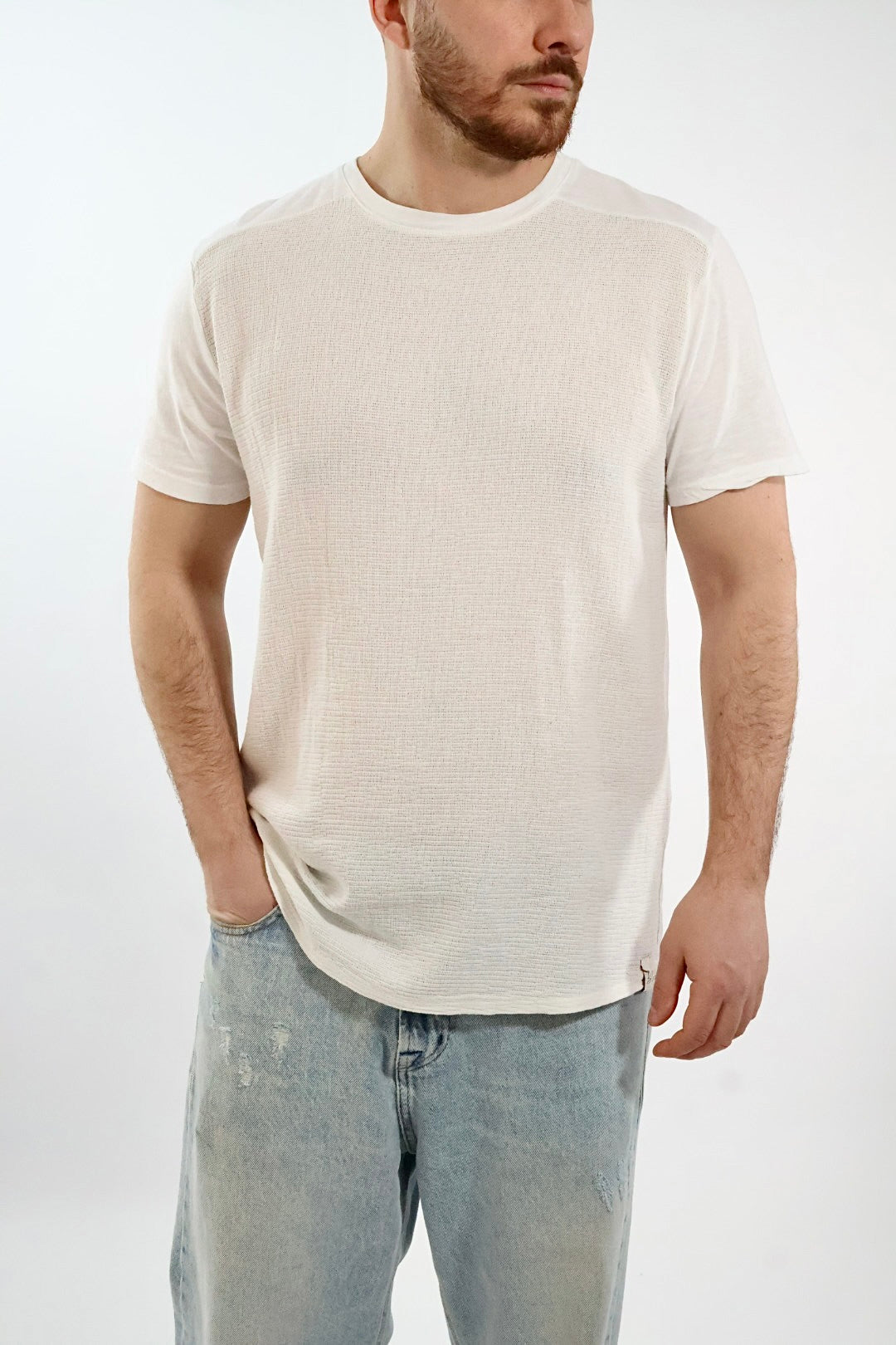T-shirt girocollo misto lino 002 BL11