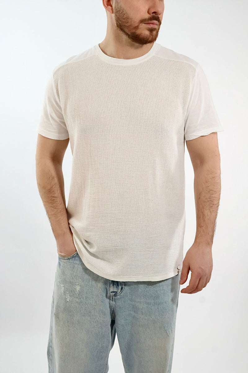 T-shirt girocollo misto lino 002 BL11