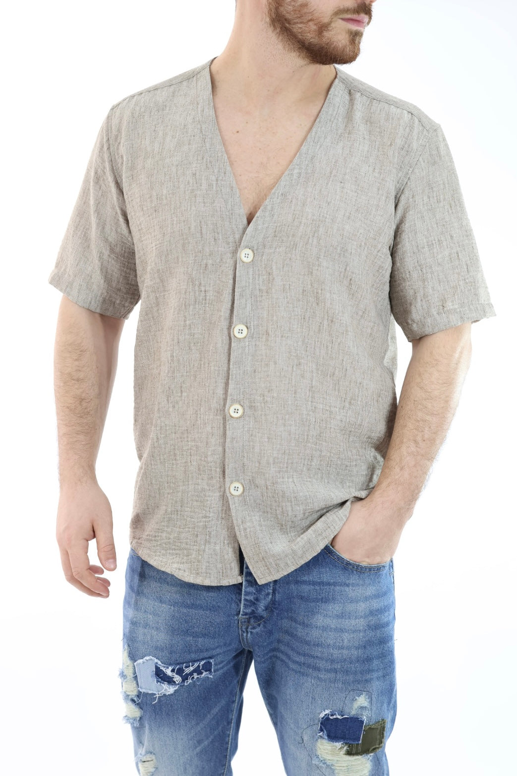 Camicia m/m scollo V  C60 OVER-D