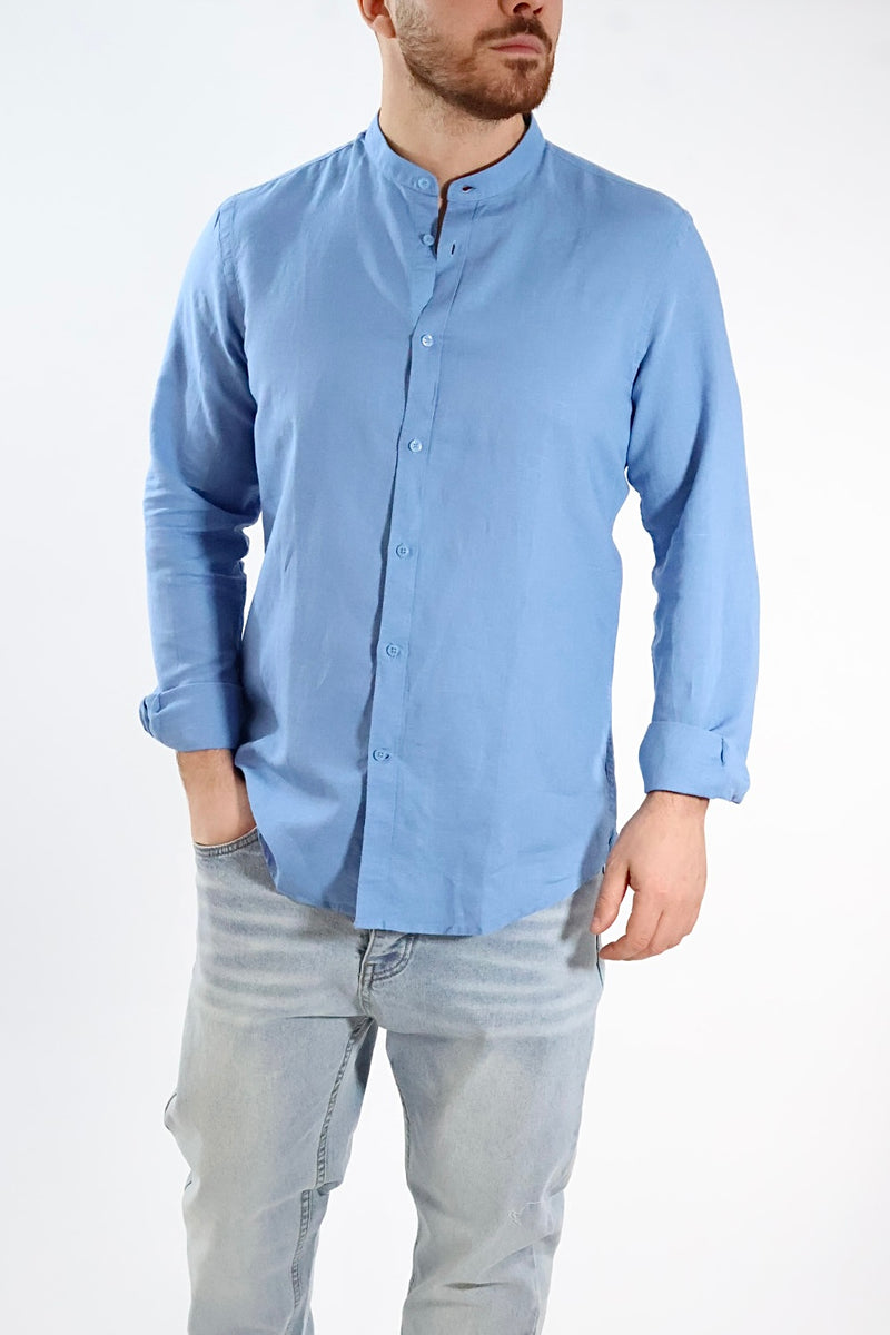 Camicia lino/cotone collo coreana C25 OVER-D