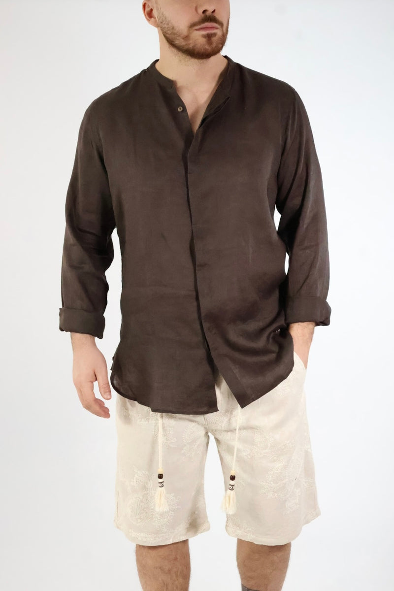 Camicia lino collo coreana 250 BERNA