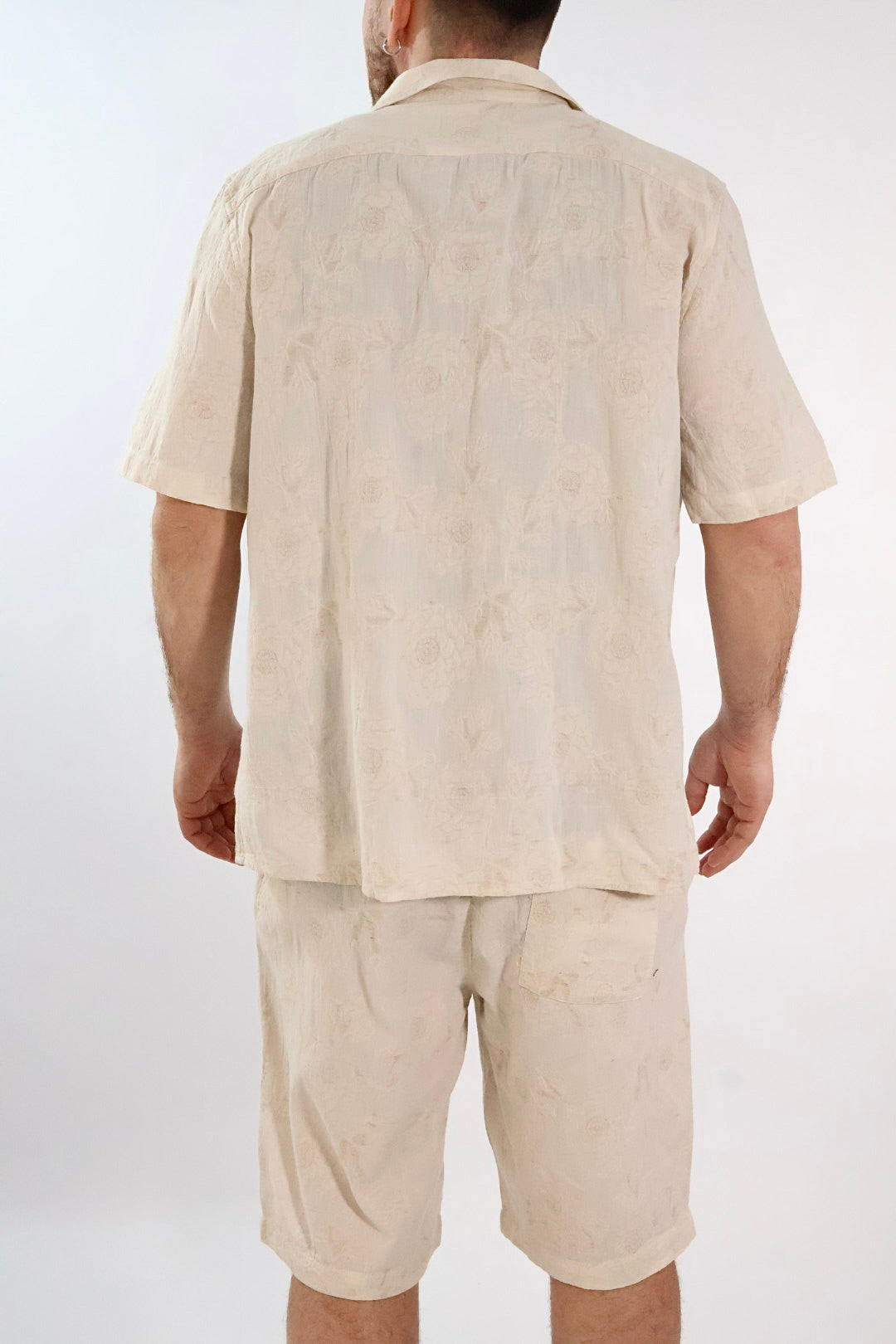 Camicia m/m jaquard ricami lino/cotone 830 BL11