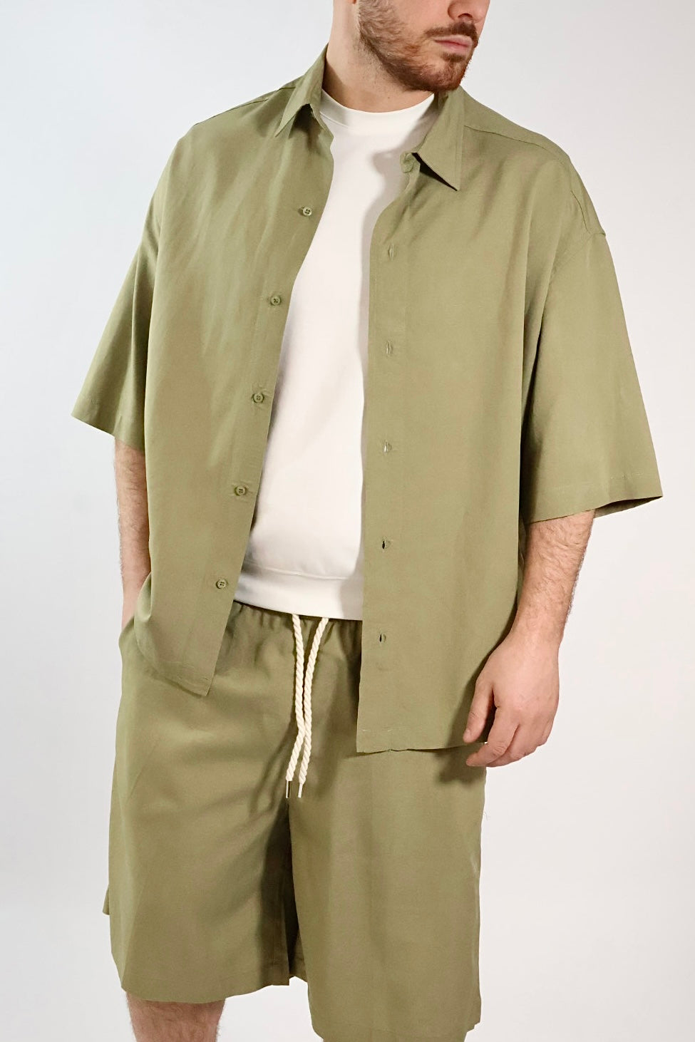 Camicia viscosa/lino m/m 224  BERNA