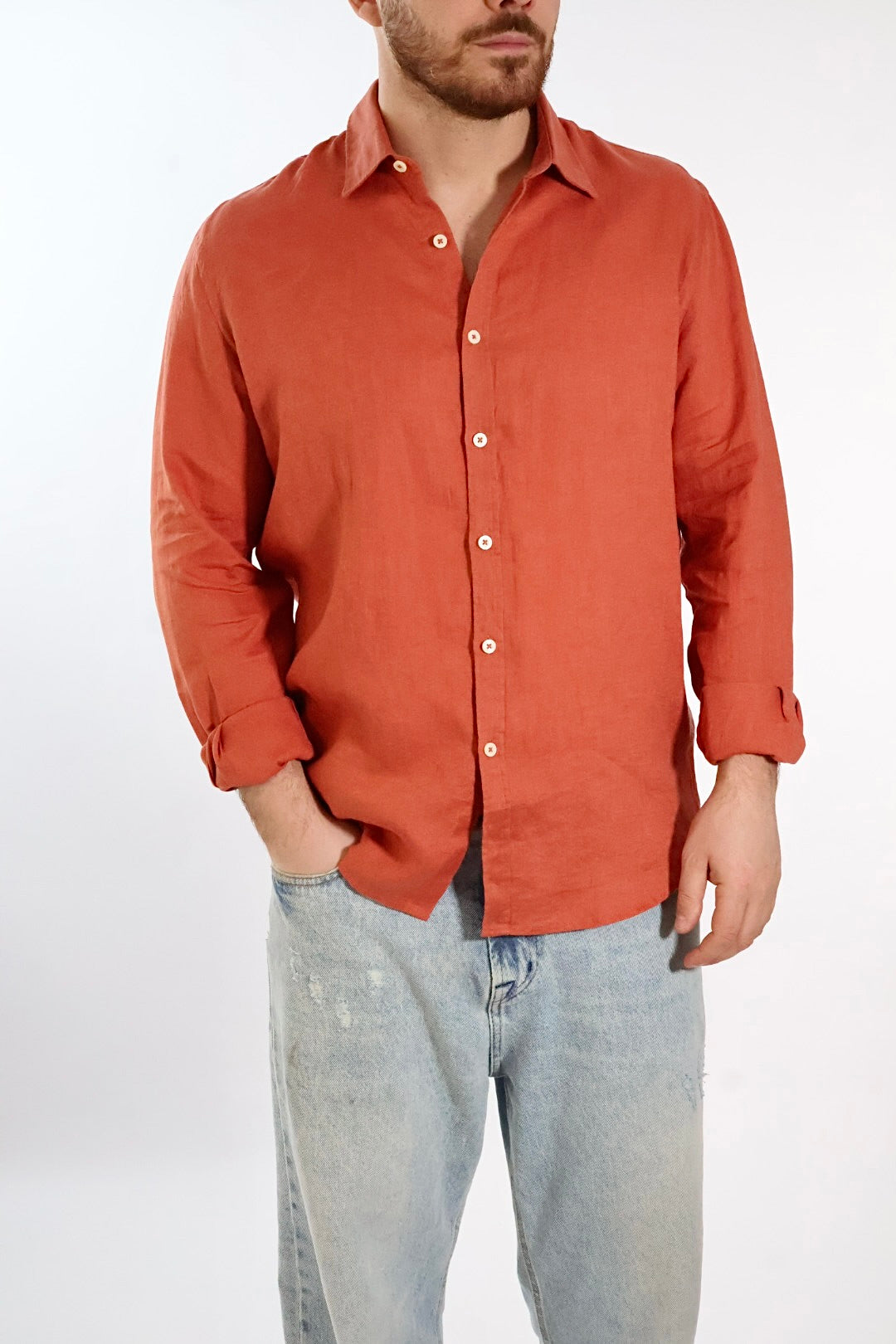 Camicia Lino brick 418 BL11