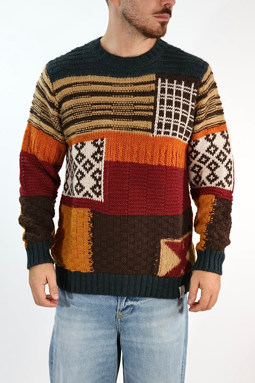 Maglione MA302130 lana punti jaquard BL11