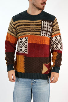 Maglione MA302130 lana punti jaquard BL11