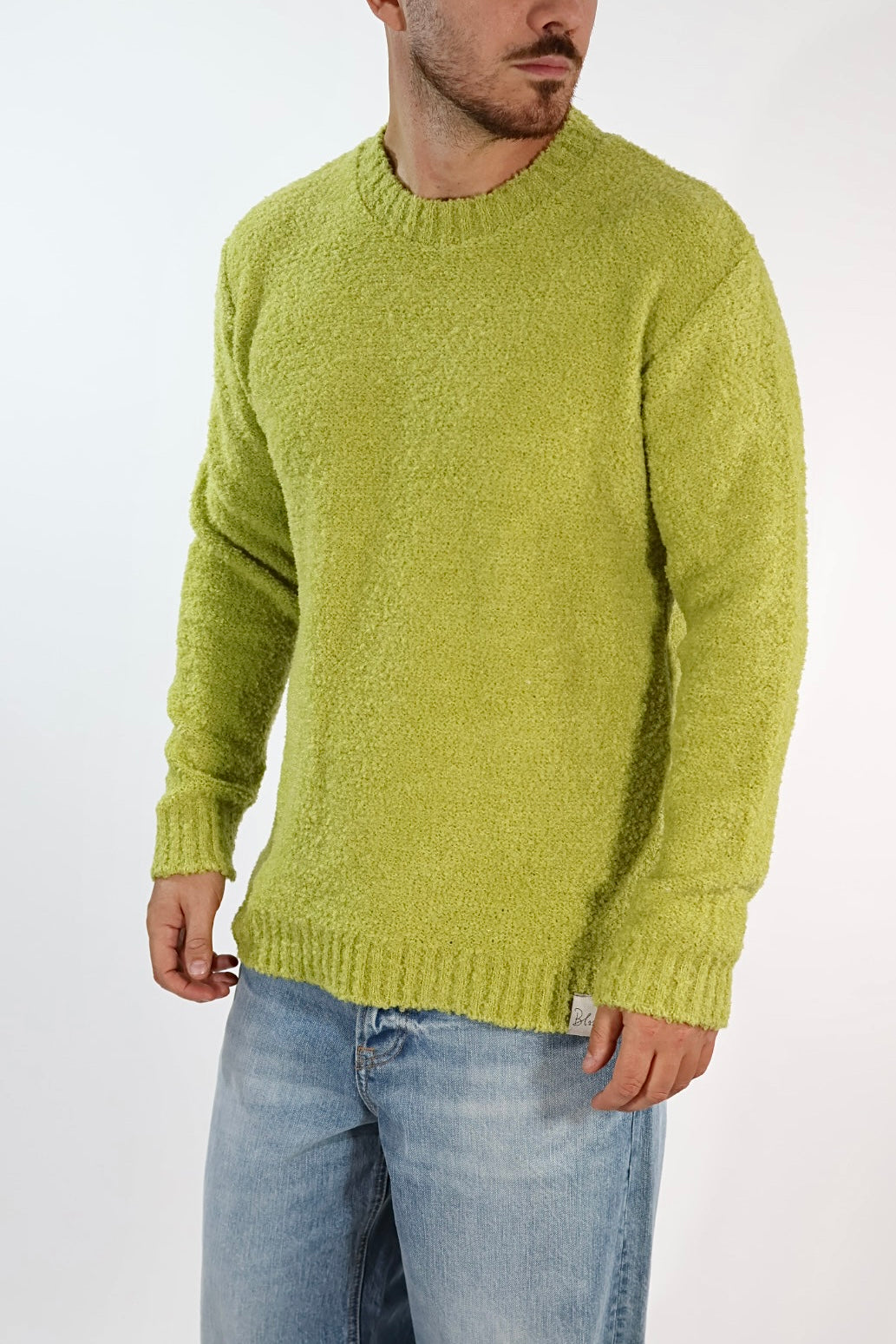 Maglione MACOMER371 verde giro bouclé BL11
