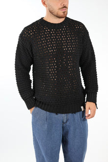 Maglione giro collo over rotture  Ma3401G BL11