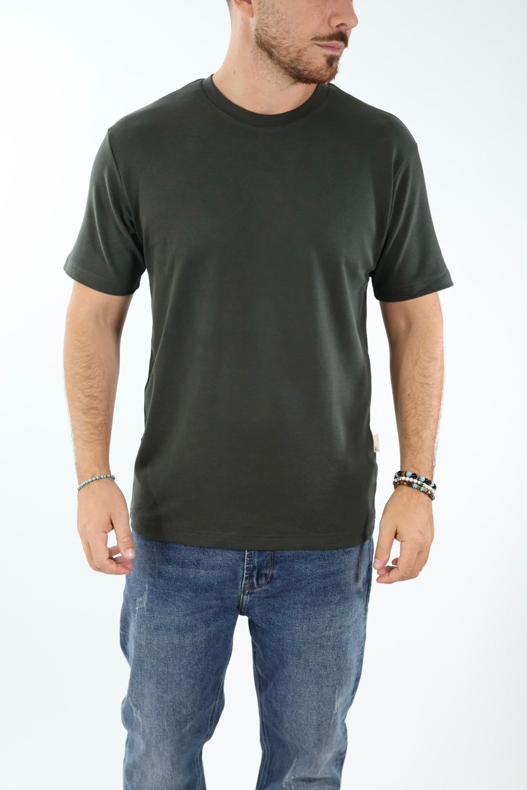 T-shirt basica viscosa verde   505L GIANNI LUPO