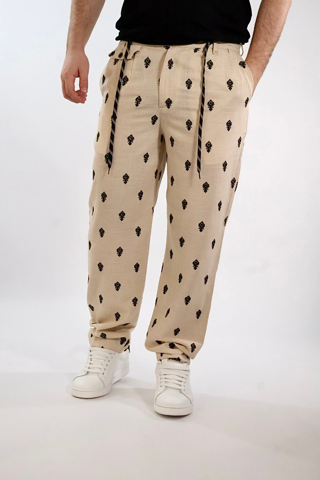 Pantalone ricamo lino/viscosa 402 BERNA