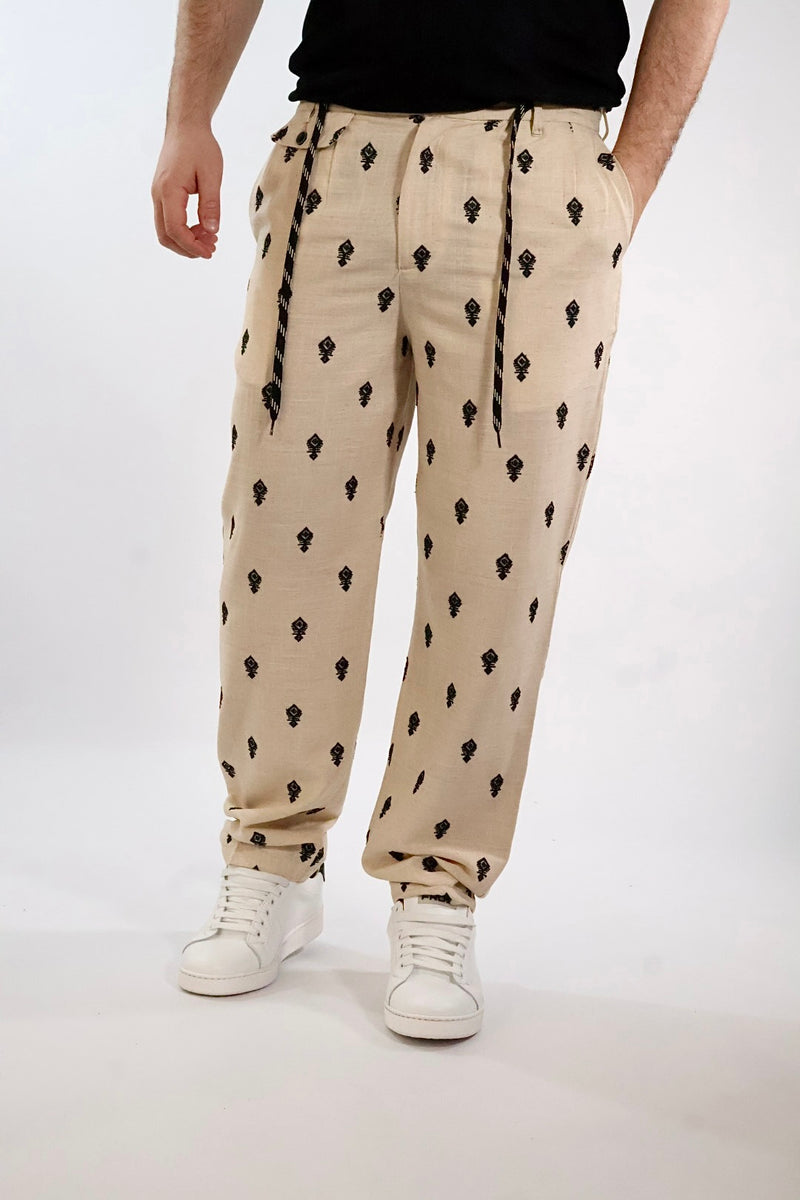 Pantalone ricamo lino/viscosa 402 BERNA