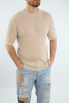 T shirt in maglia traforata gaggio 286 BL11