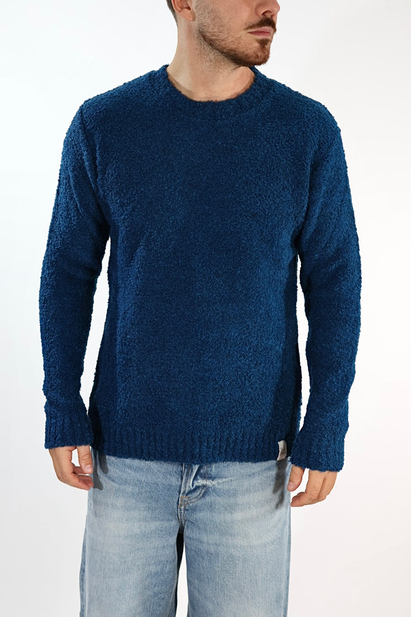 Maglione MACOMER3 blu giro bouclé BL11