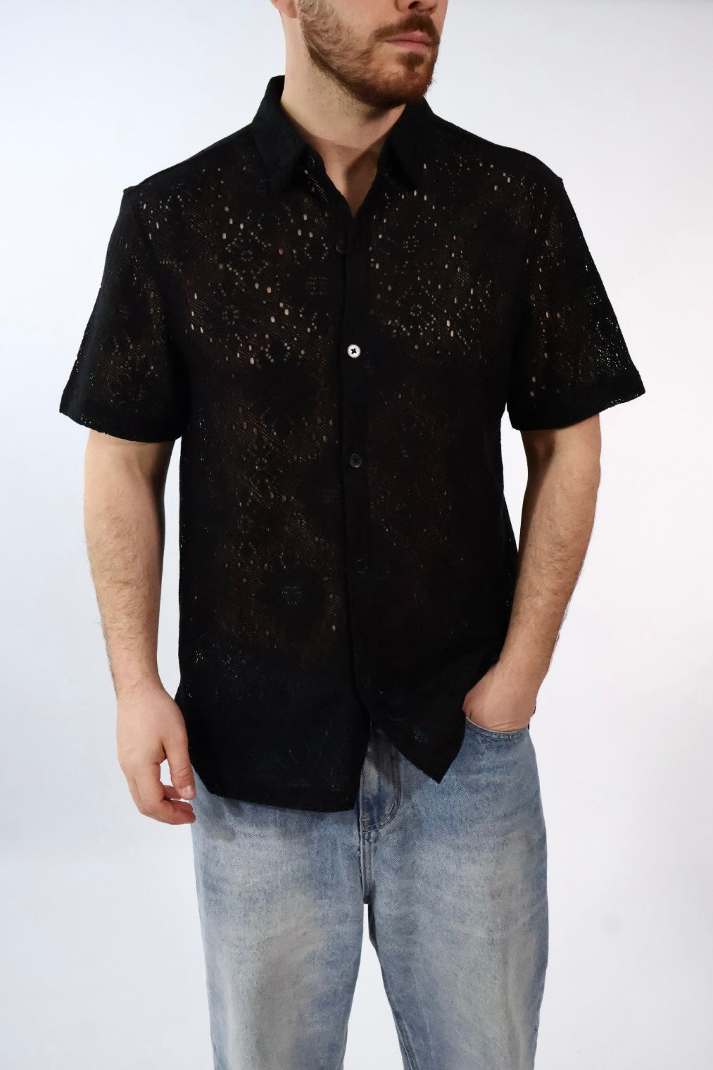 Camicia m/m traforata  014OD GIANNI LUPO