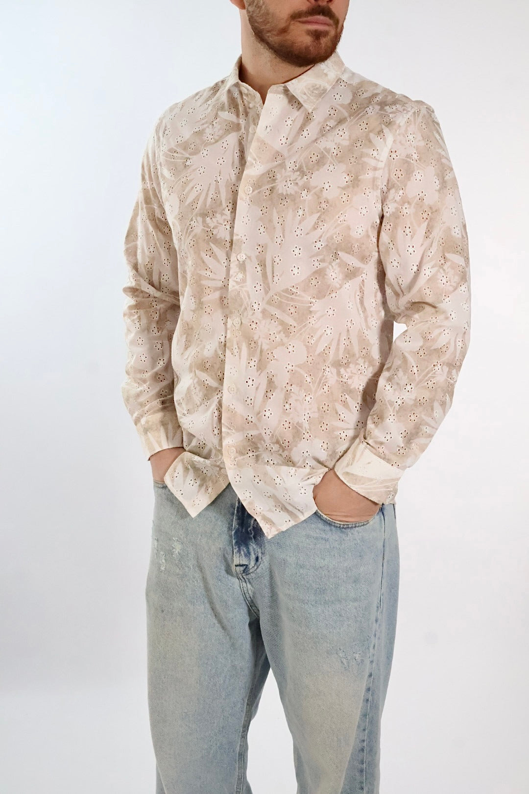 Camicia cotone sangallo sporcata 530 BL11