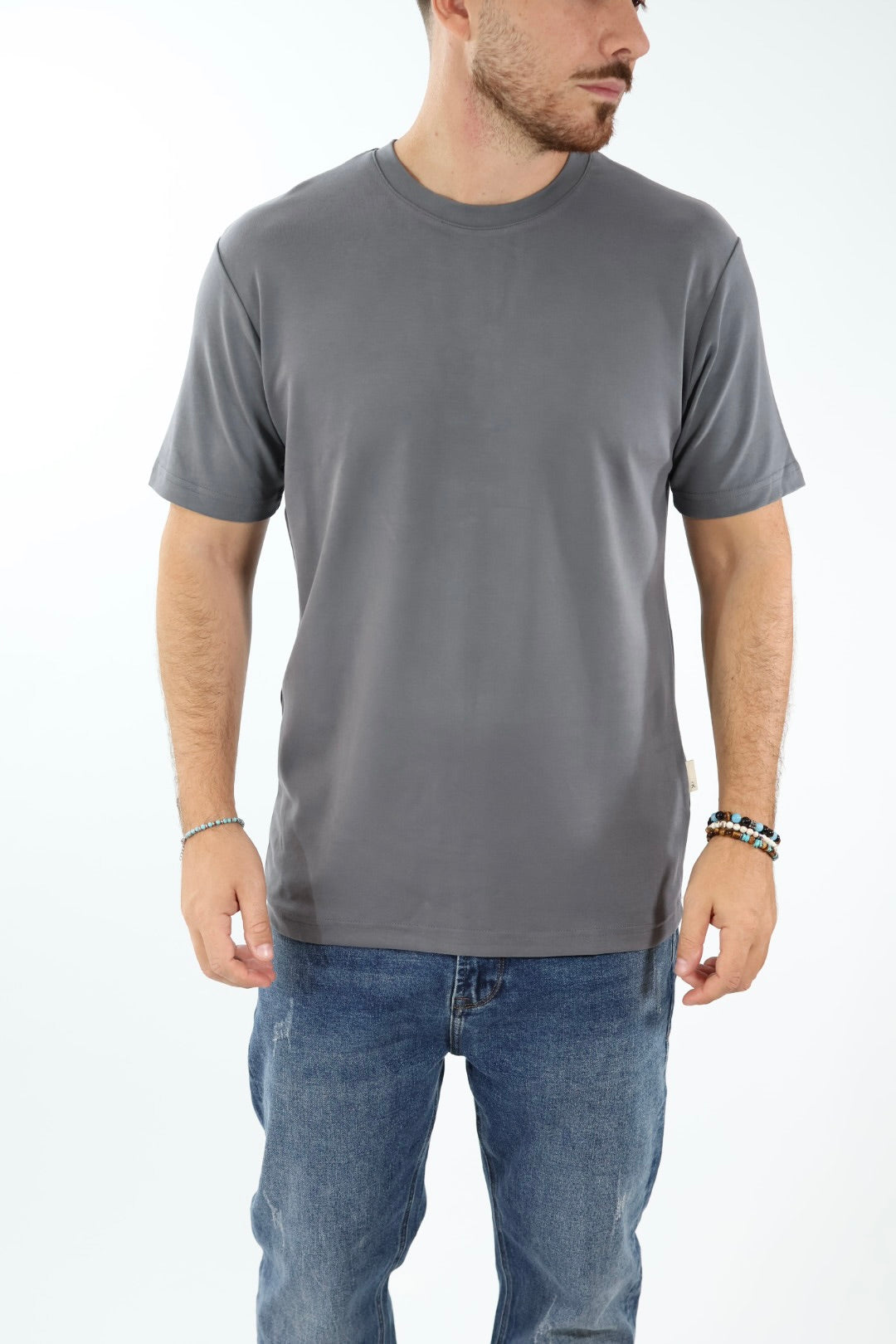 T-shirt basica viscosa grigio 505L GIANNI LUPO