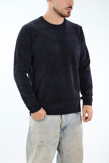 Maglione 363 girocollo ciniglia blu LANDEK