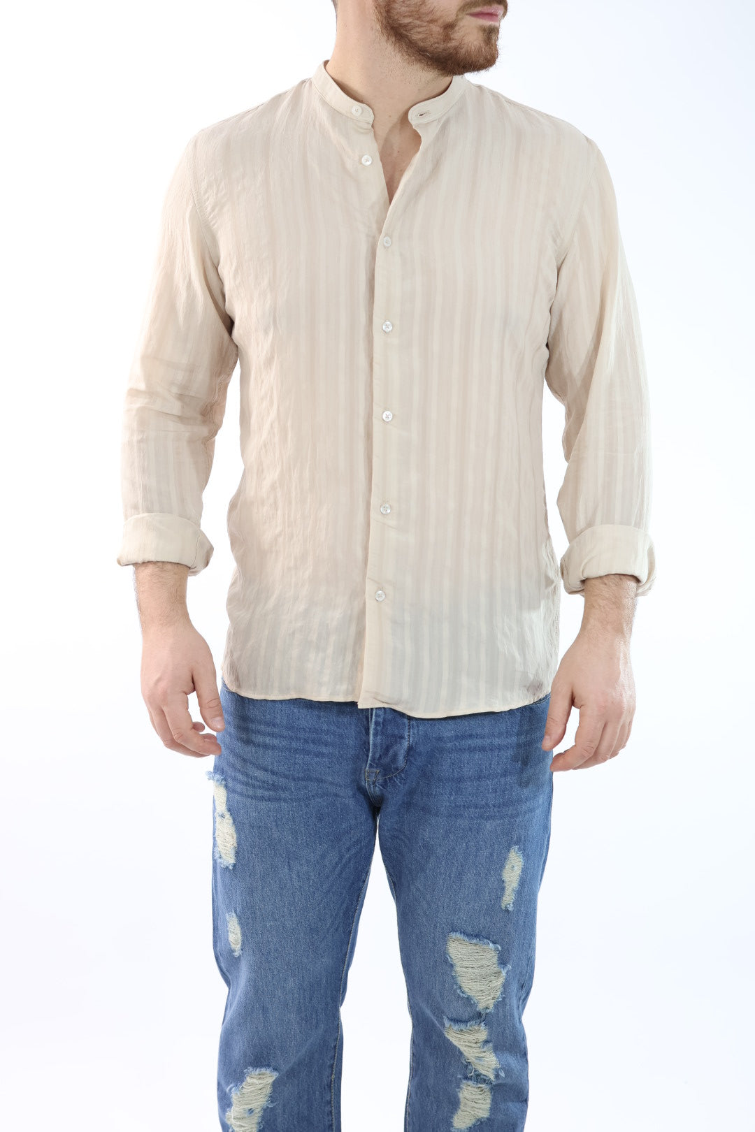 Camicia viscosa m/l collo coreana C57 OVER-D