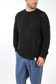 Maglione giro collo over rotture  Ma3401G BL11