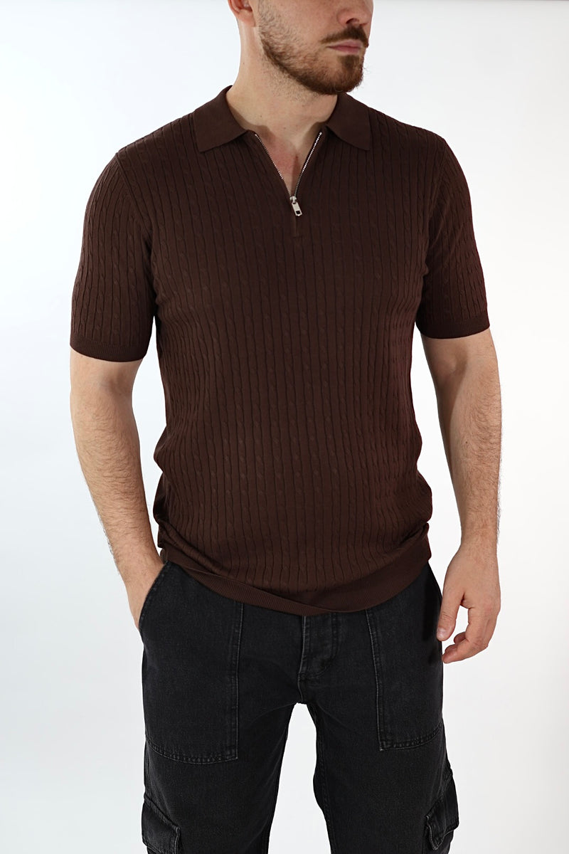 Polo in maglia viscosa con zip J.W