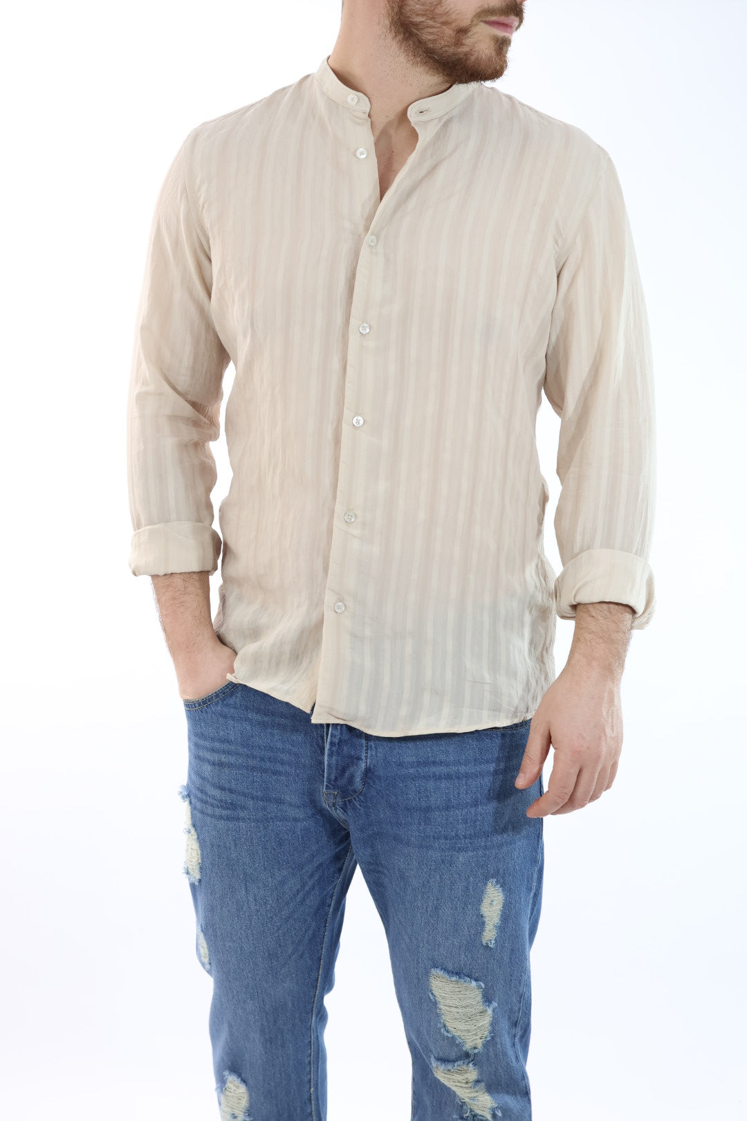 Camicia viscosa m/l collo coreana C57 OVER-D