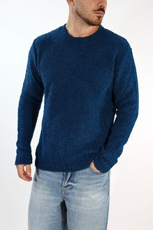 Maglione MACOMER3 blu giro bouclé BL11