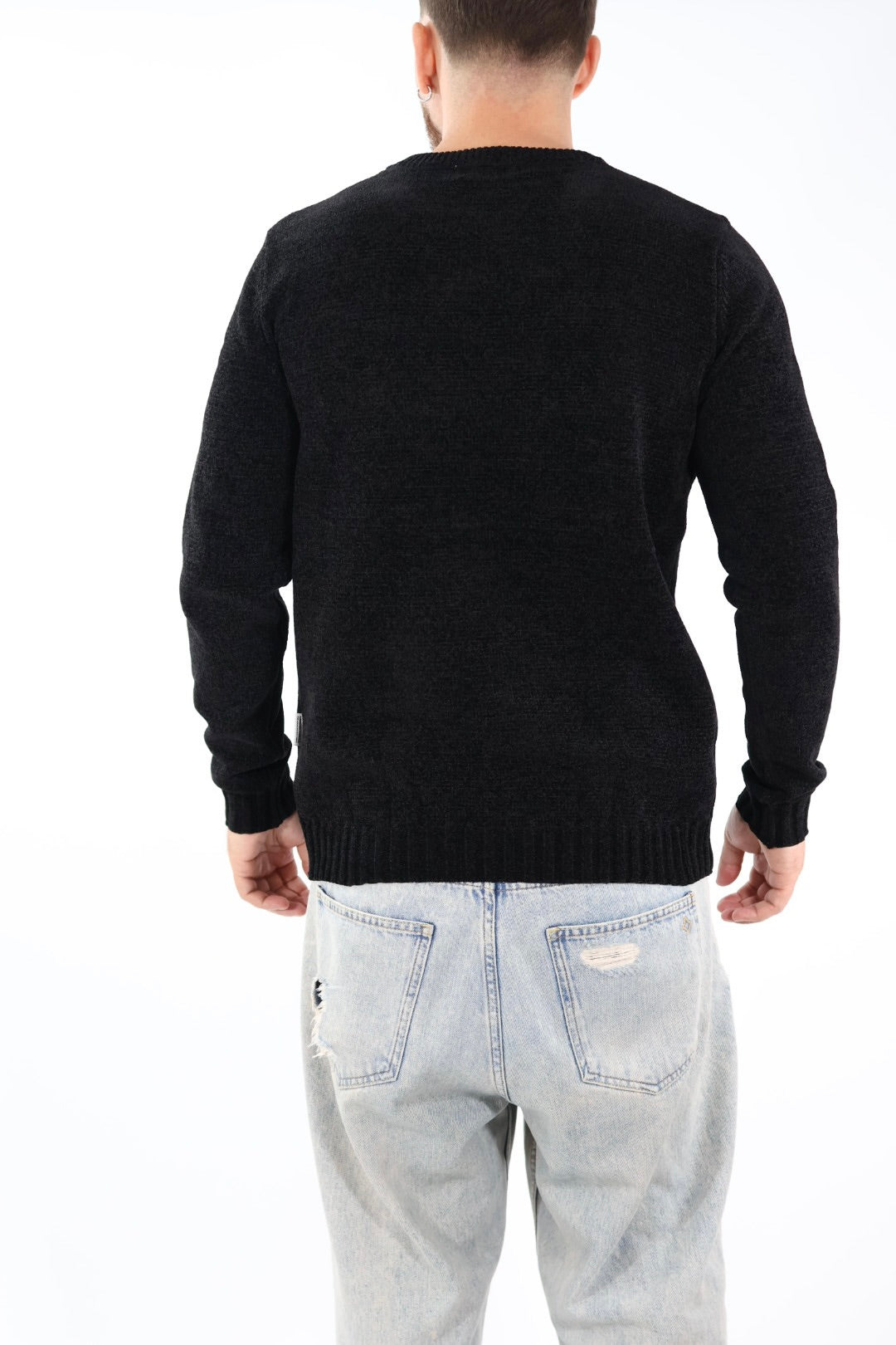 Maglione 363 girocollo ciniglia nero LANDEK