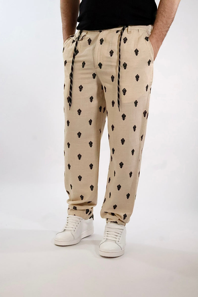 Pantalone ricamo lino/viscosa 402 BERNA