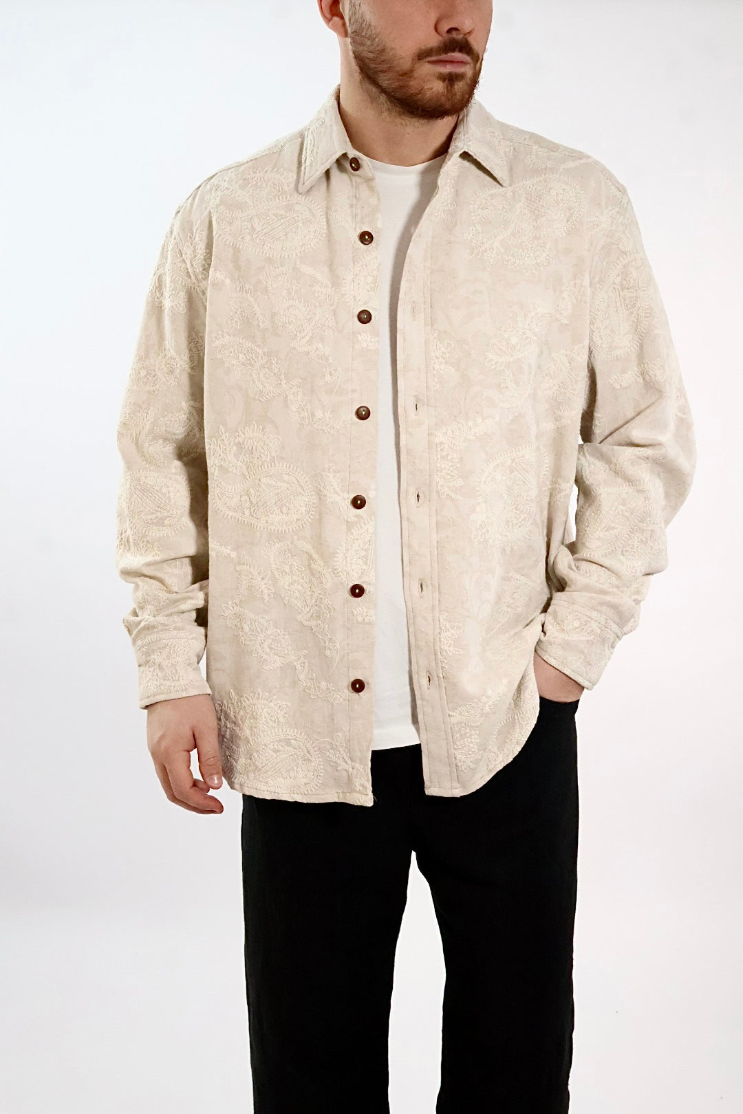 Camicia paisley lino/cotone ricamato 291 BERNA