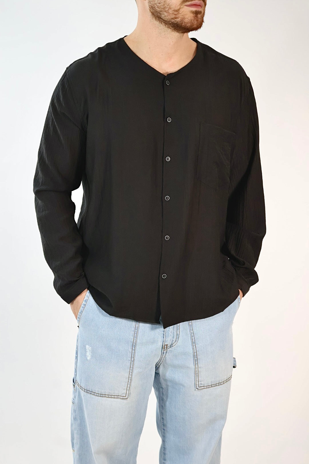 Camicia tencel scollo V C65 OVER-D